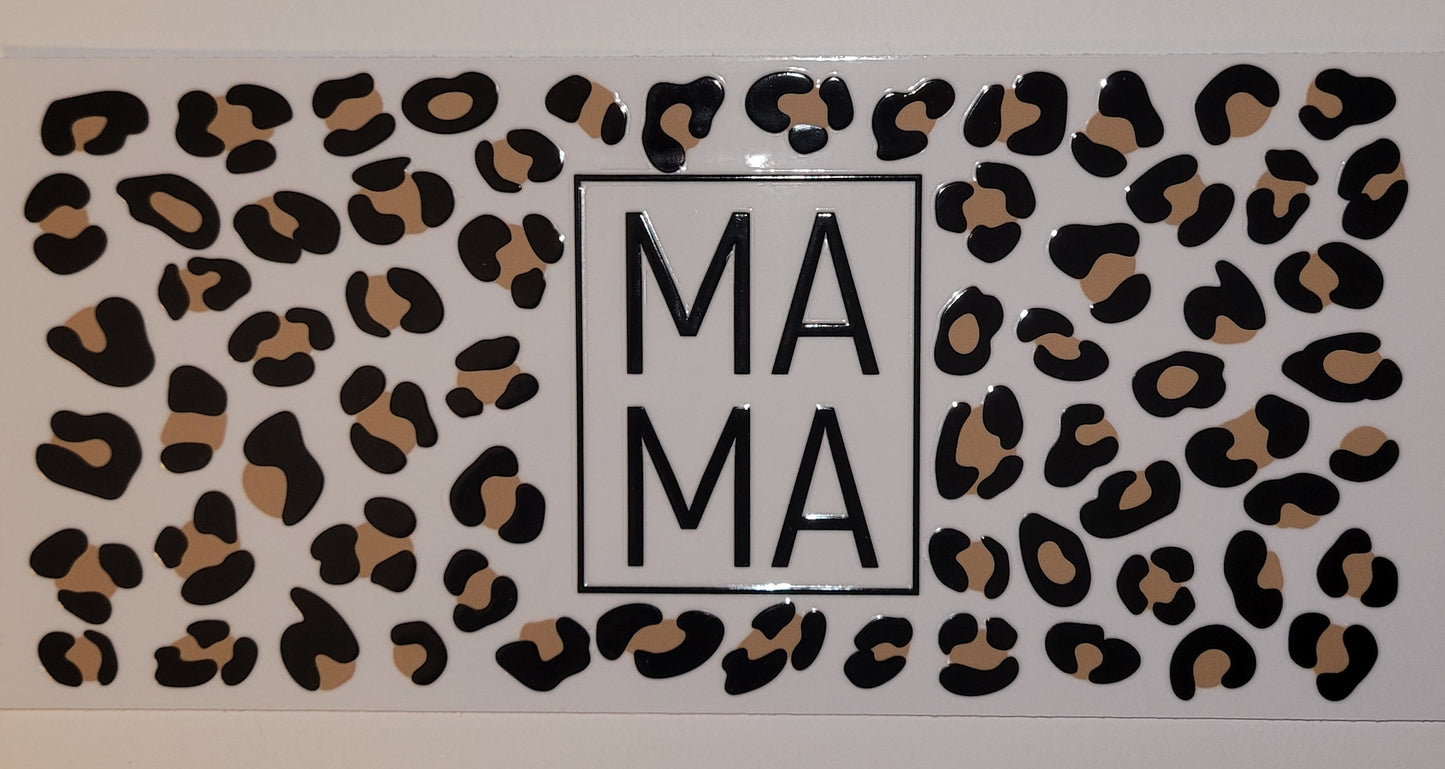 Mama leopard print cup wrap decal
