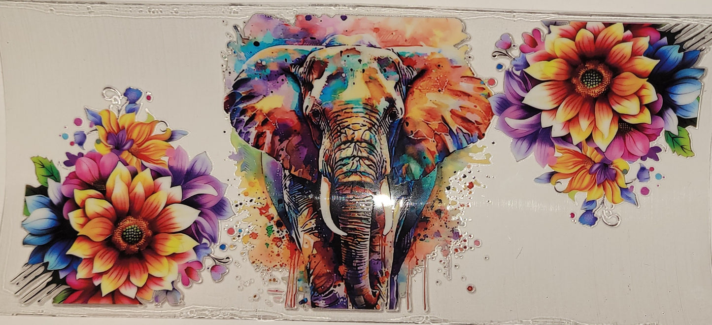 Elephant with flowers cup wrap decal