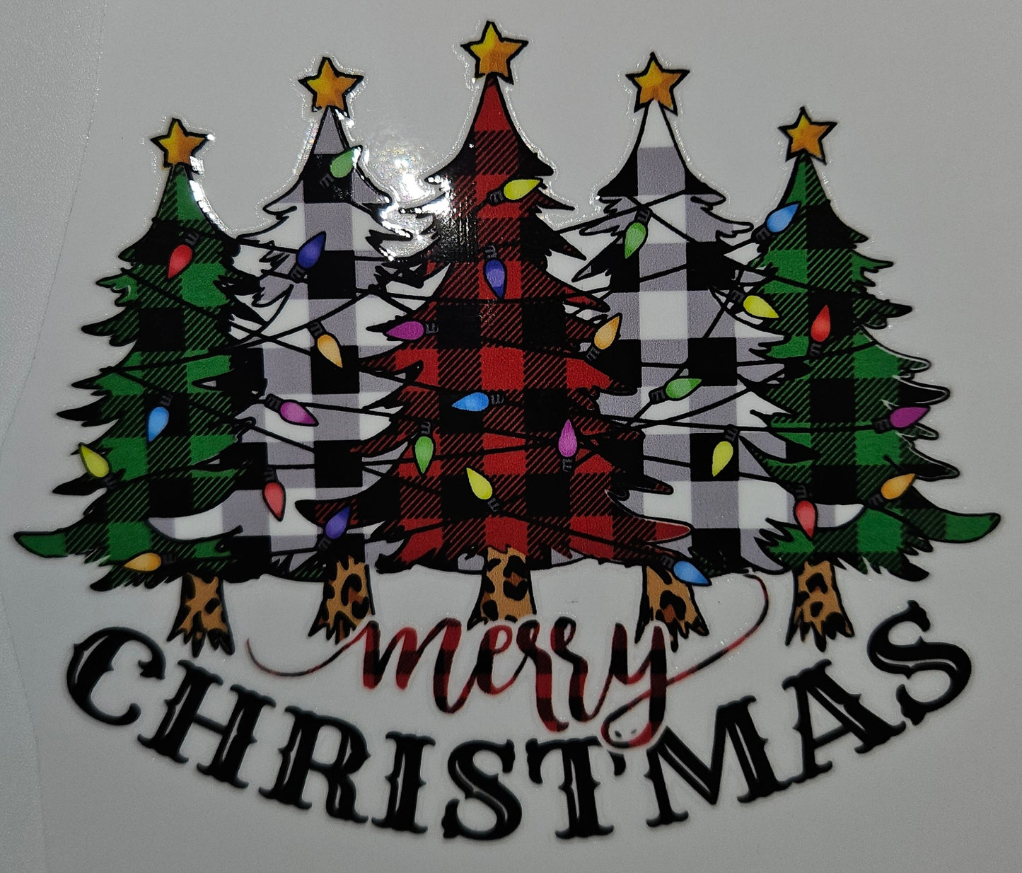 Merry Christmas with trees cup decal