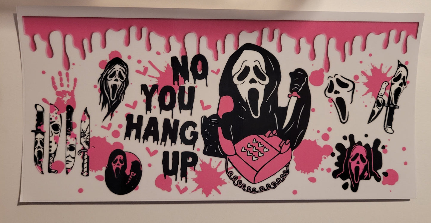 Pink Scream Blood Drip cup wrap decal