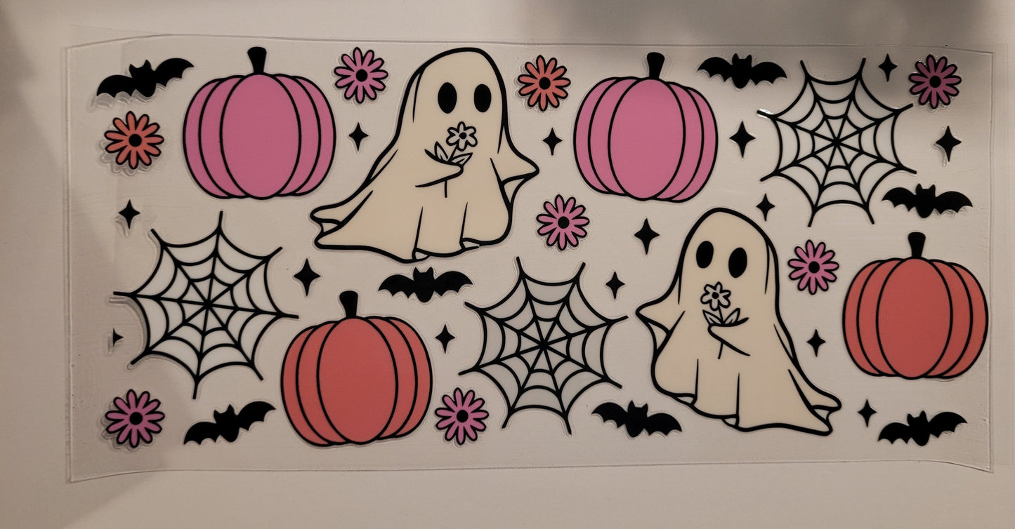 Kids pumpkin and ghost cup wrap decal