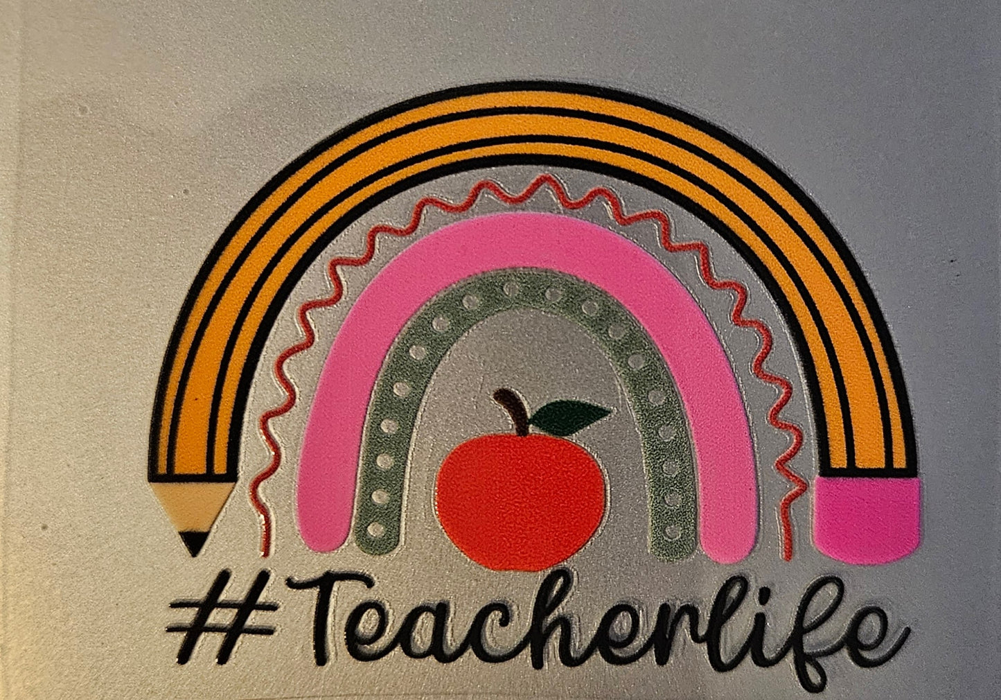 Teacher life rainbow pencil cup decal