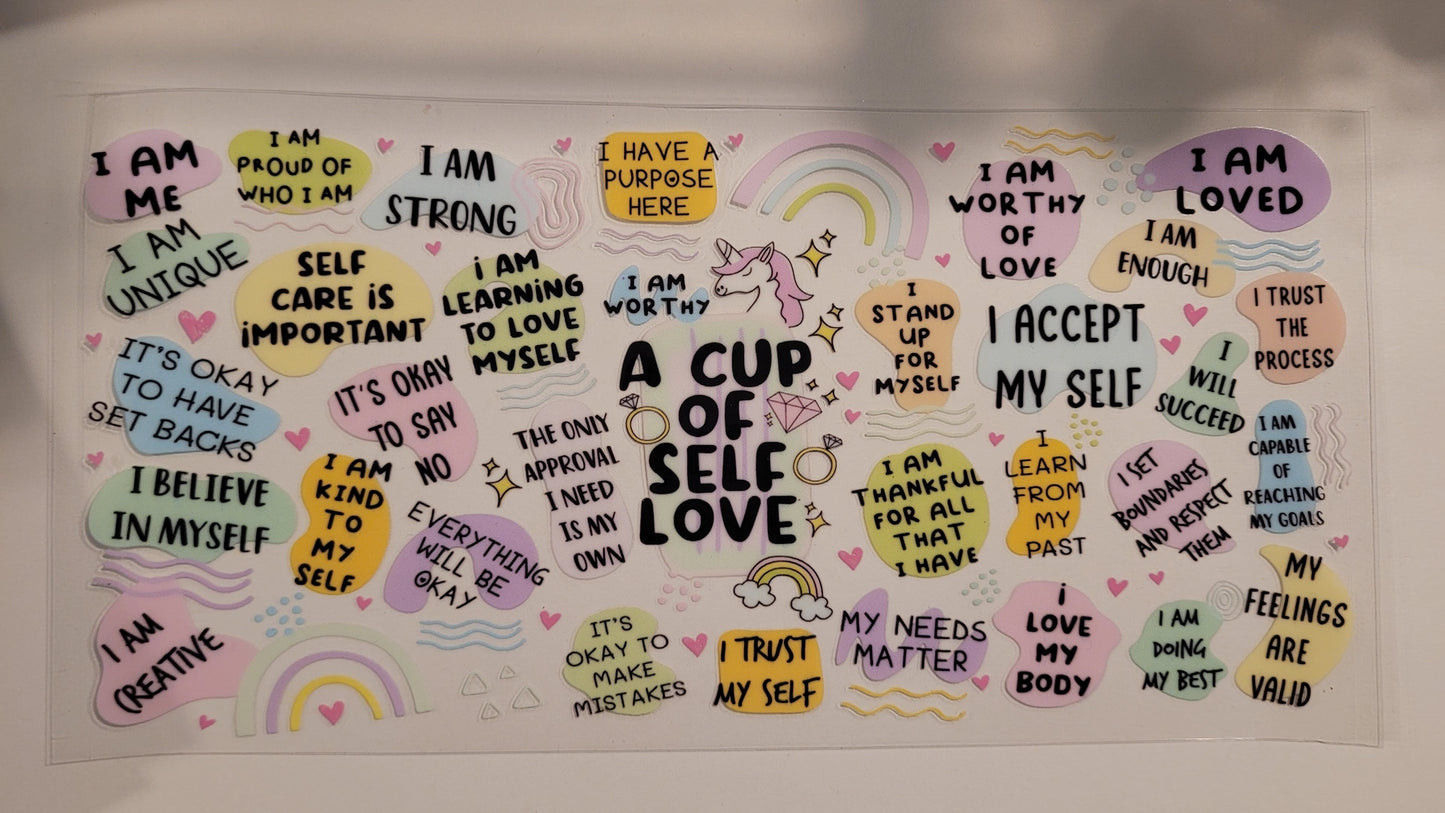 A cup of self-love cup wrap decal