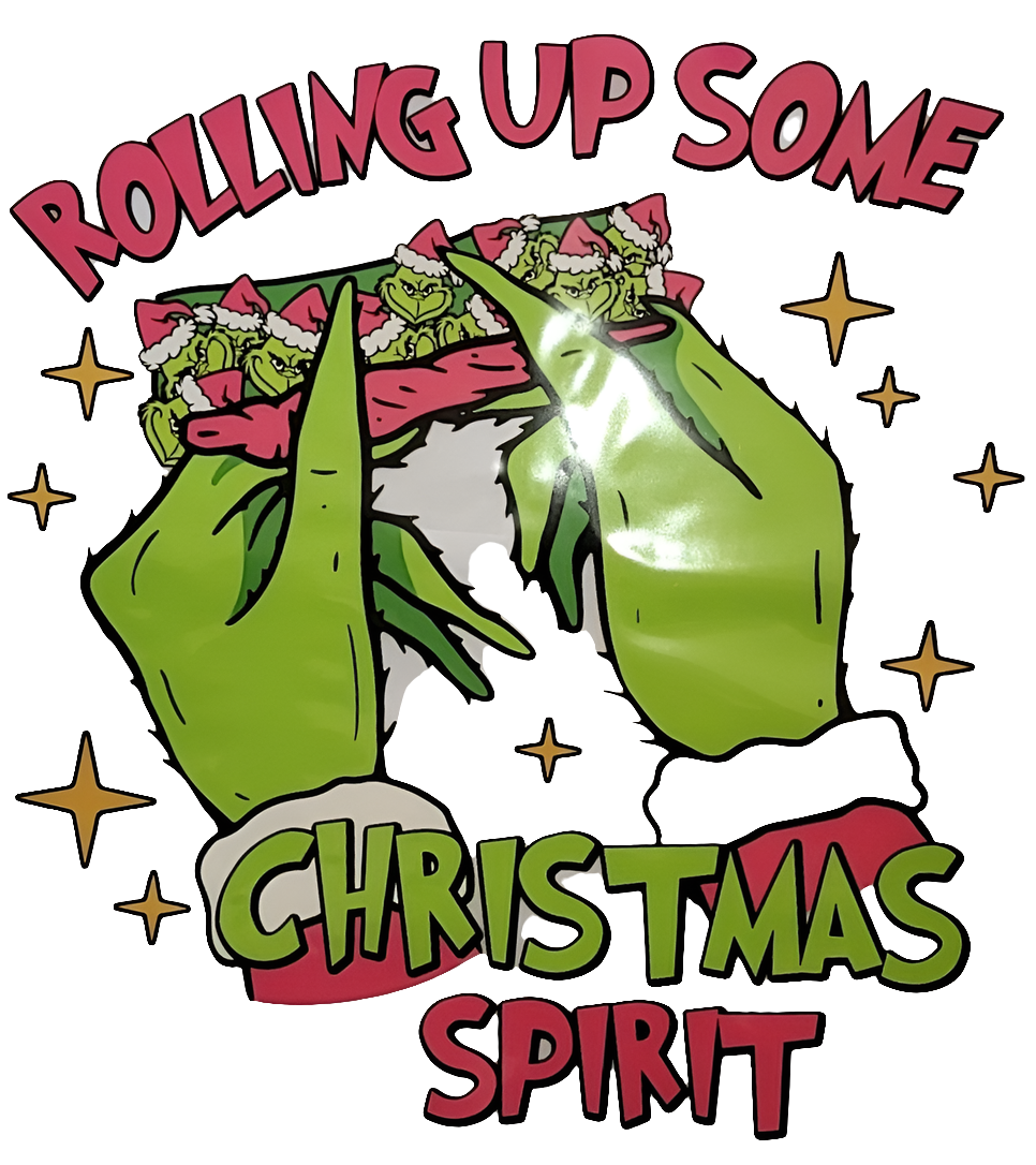 Grinch rolling up some xmas spirit shirt transfer