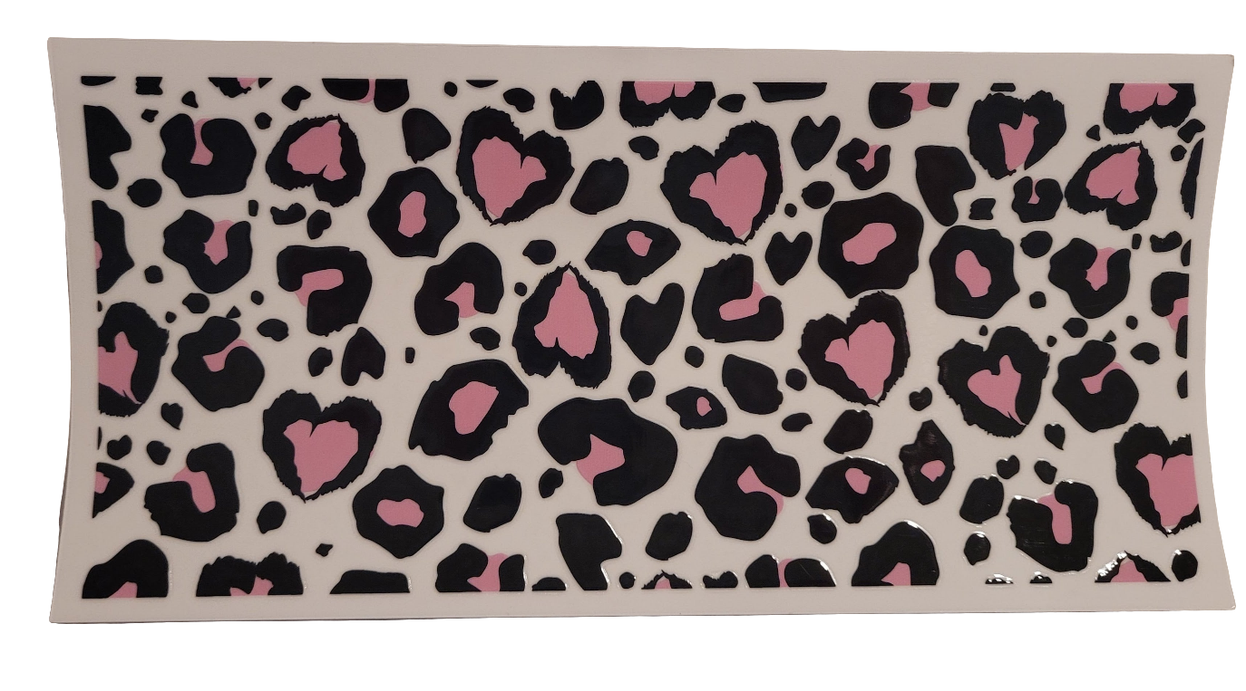 Pink and Black cheetah print cup wrap decal