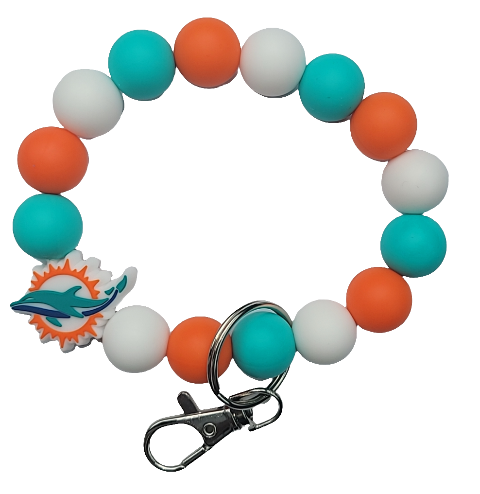Miami dolphins wristlet keychain
