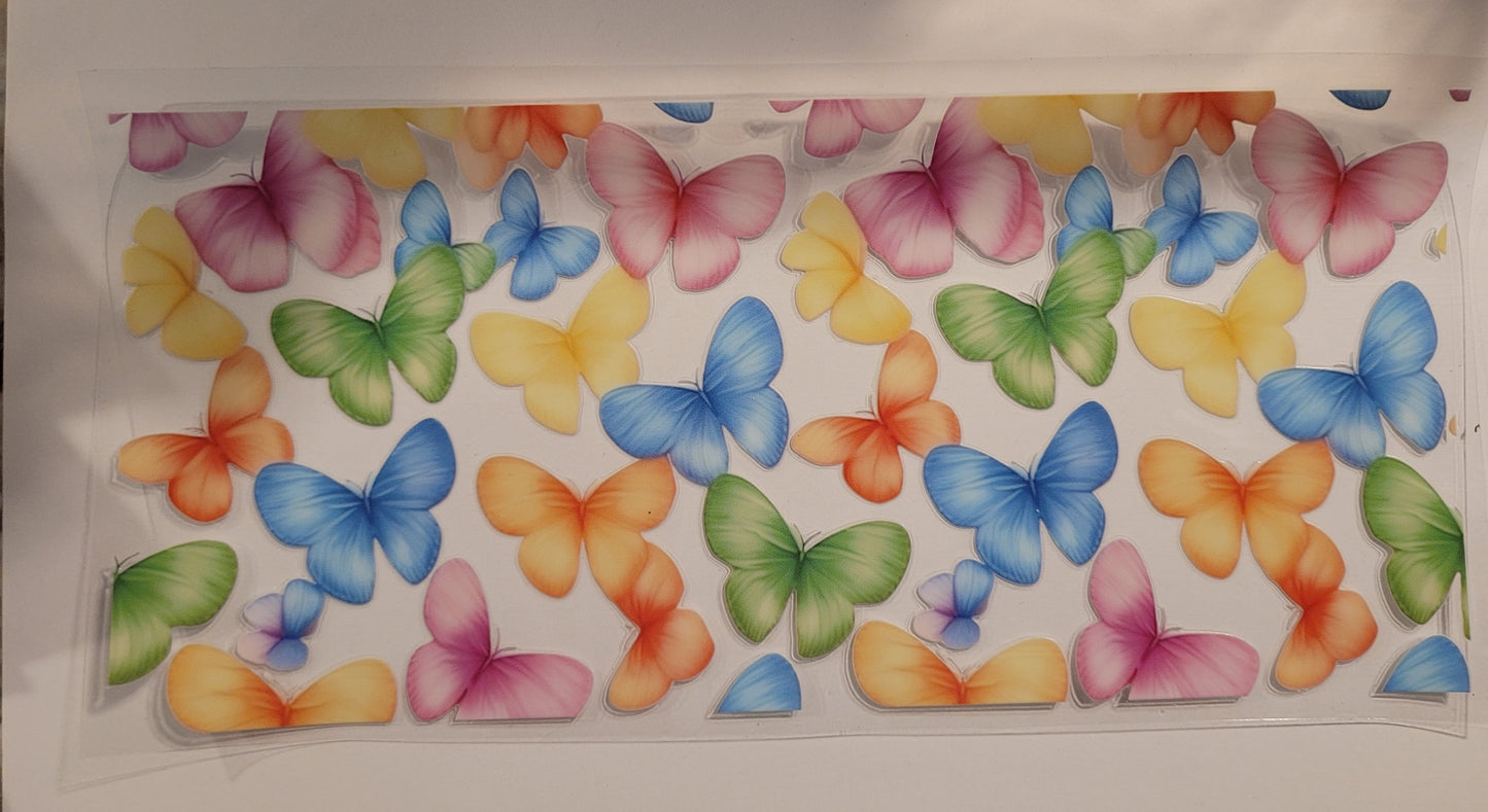 Colorful butterflies cup wrap decal