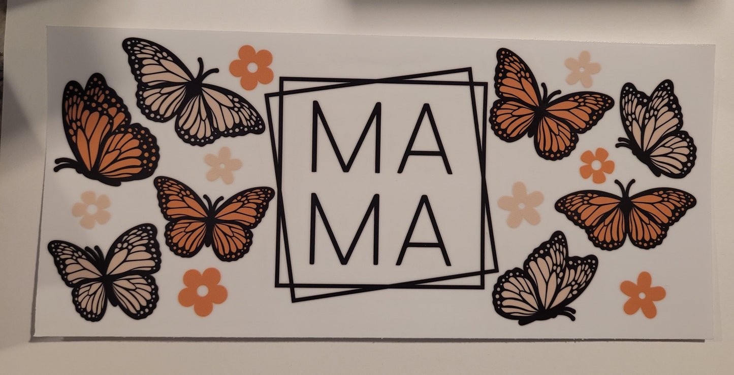 Mama with butterflies cup wrap decal