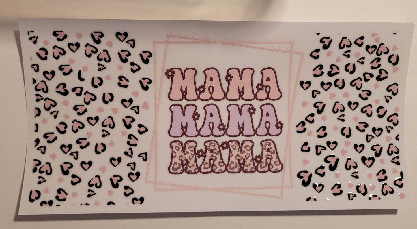 Mama with cheetah print cup wrap decal