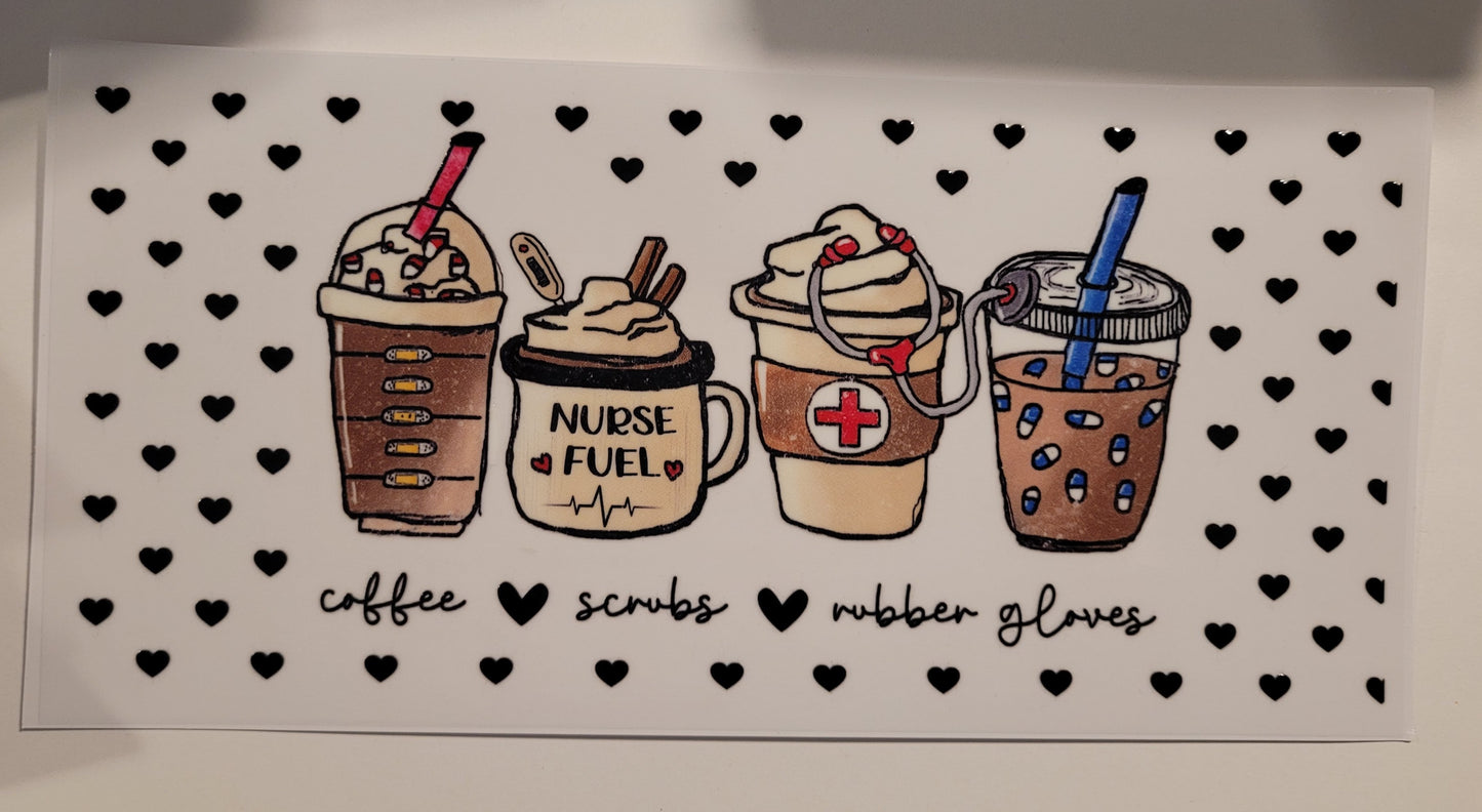 Nurse fuel coffee cup wrap decal
