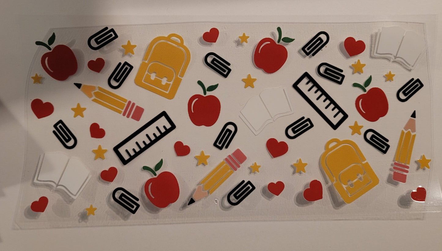 Pencils , apples, and rulers cup wrap decal