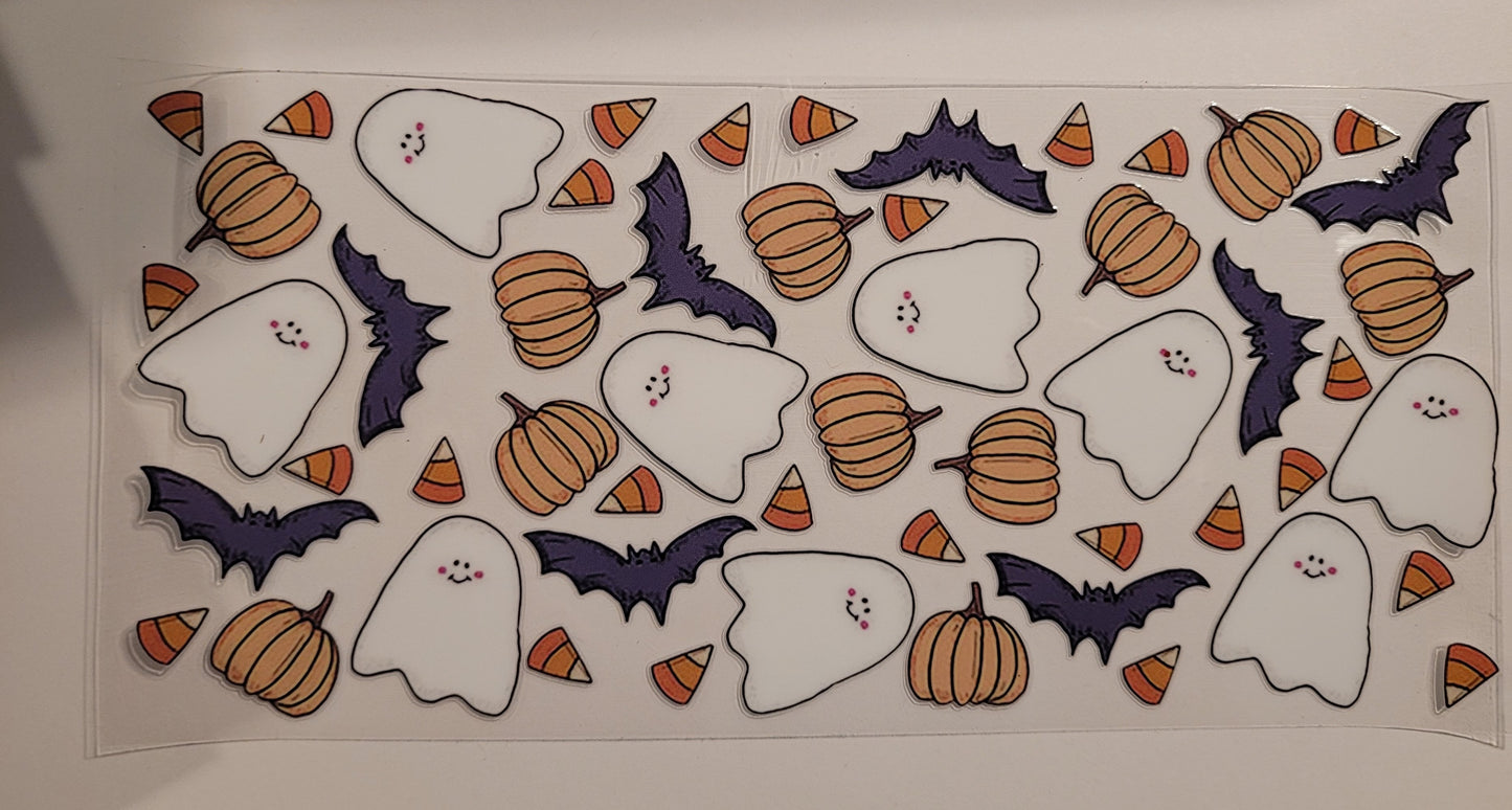 Kids pumpkins and bats cup wrap decal