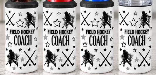 Field Hockey Coach w/ Hockey player, stars and sticks cup wrap decal