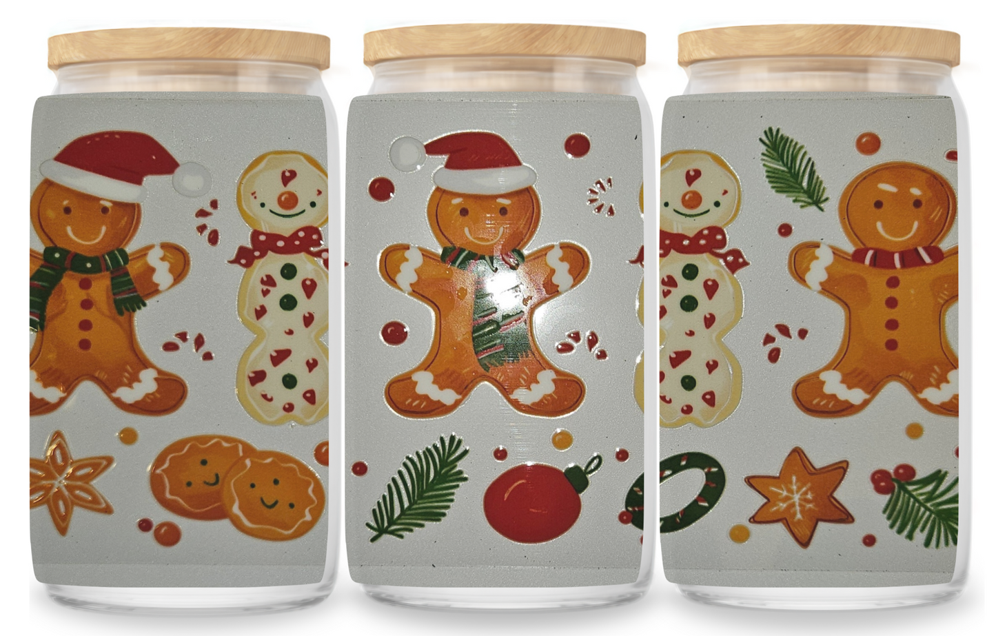 Gingerbread and snowmen cup wrap decal