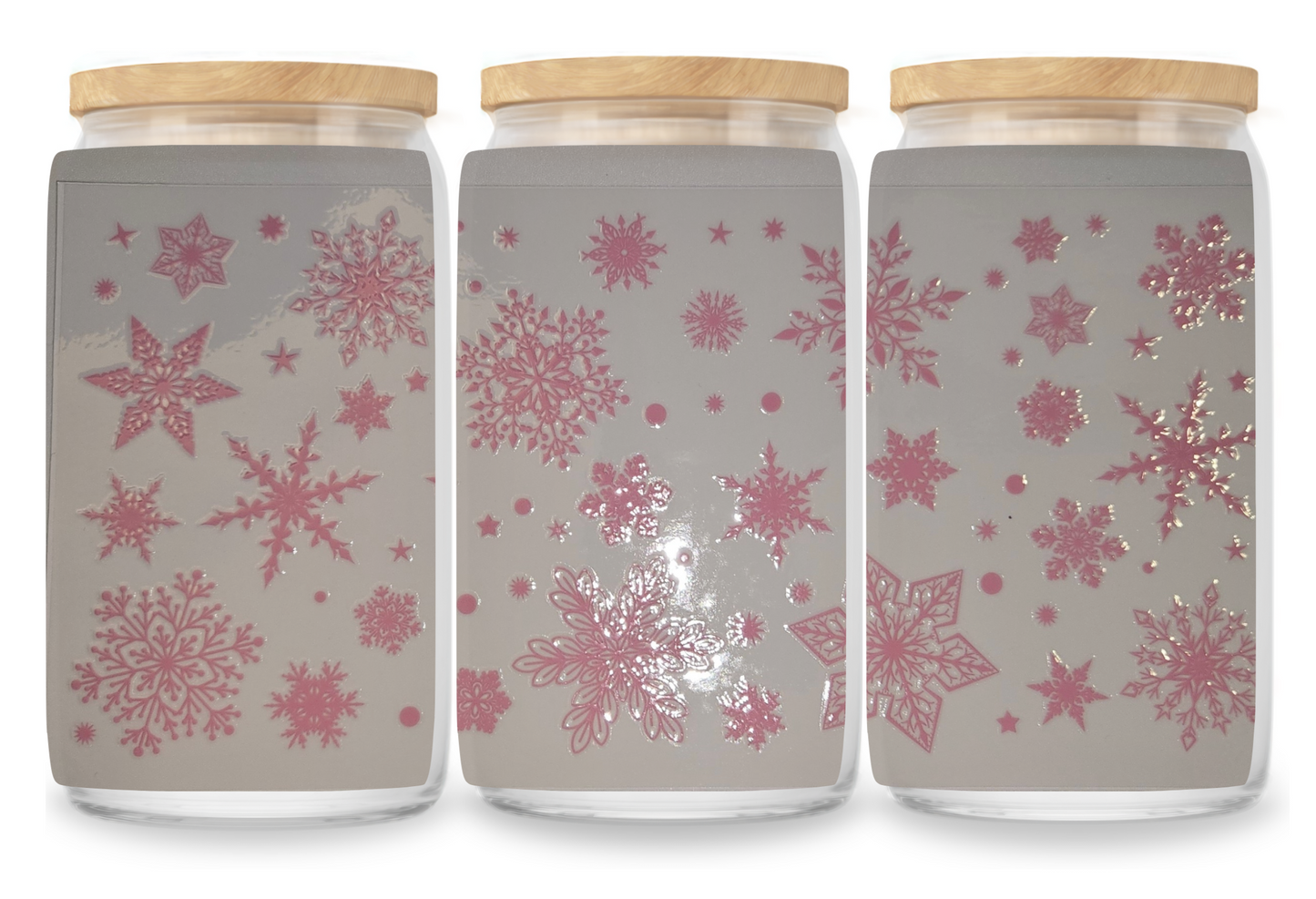 Pink snow flakes cup wrap decal