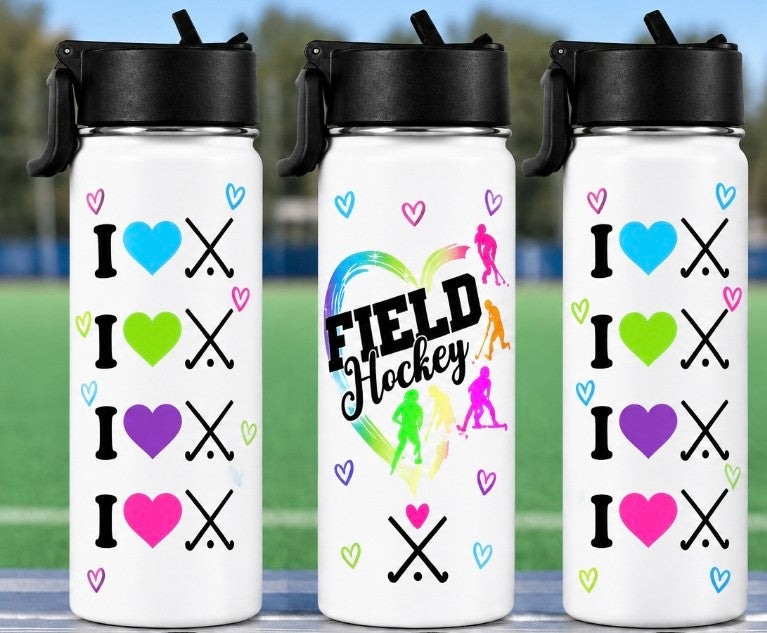 Colorful Rainbow Field Hockey Cup wrap decal