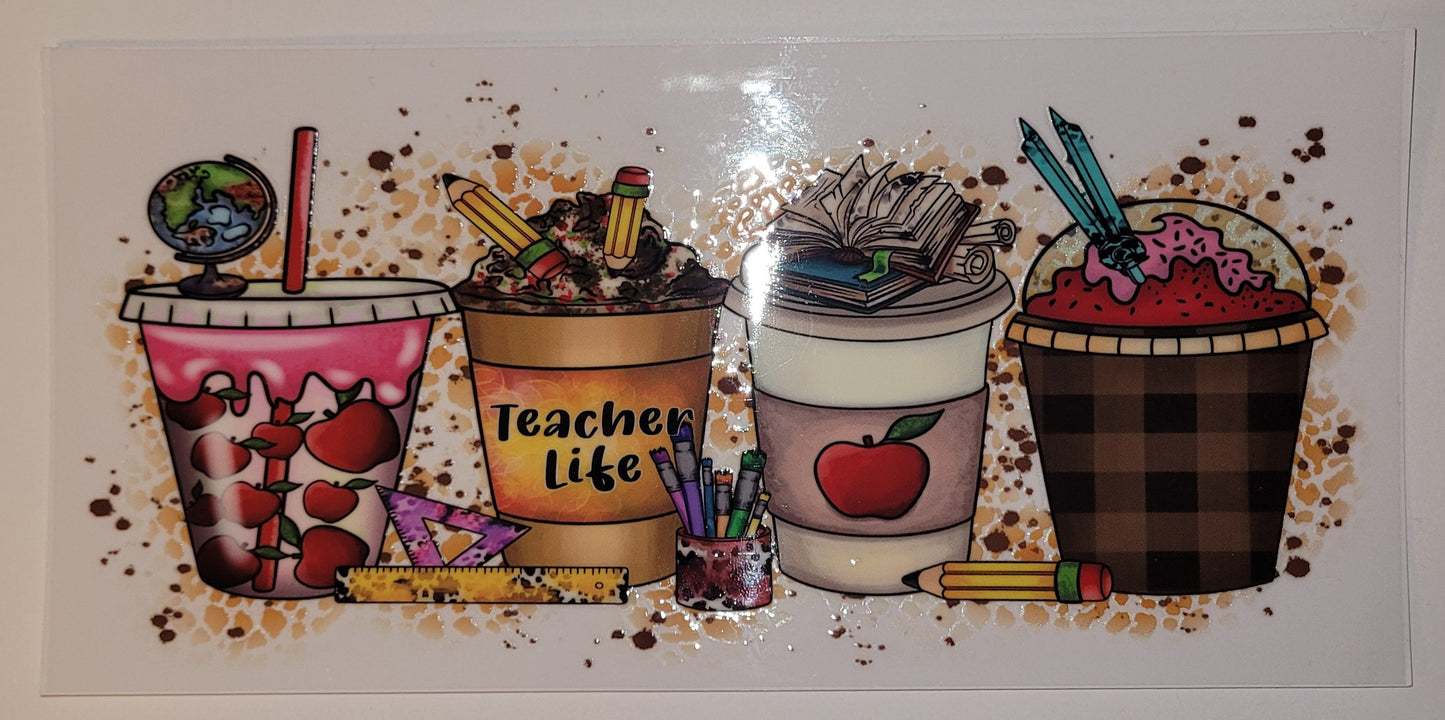 Teachers life coffee cup wrap decal
