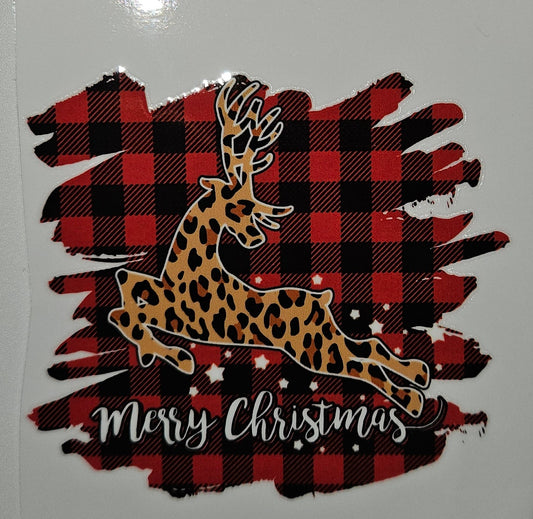 Merry Christmas buffalo plaid cup decal