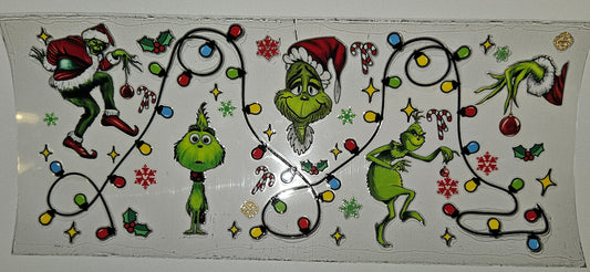 Grinch with lights cup wrap decal