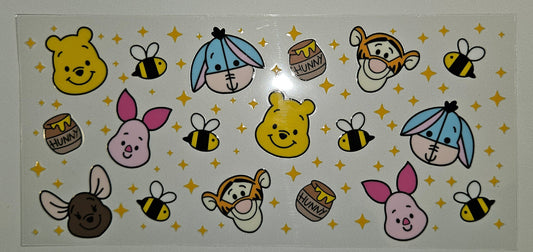 Pooh and the crew cup wrap decal