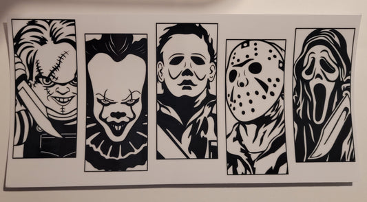 Black and White Halloween Villains cup wrap decal