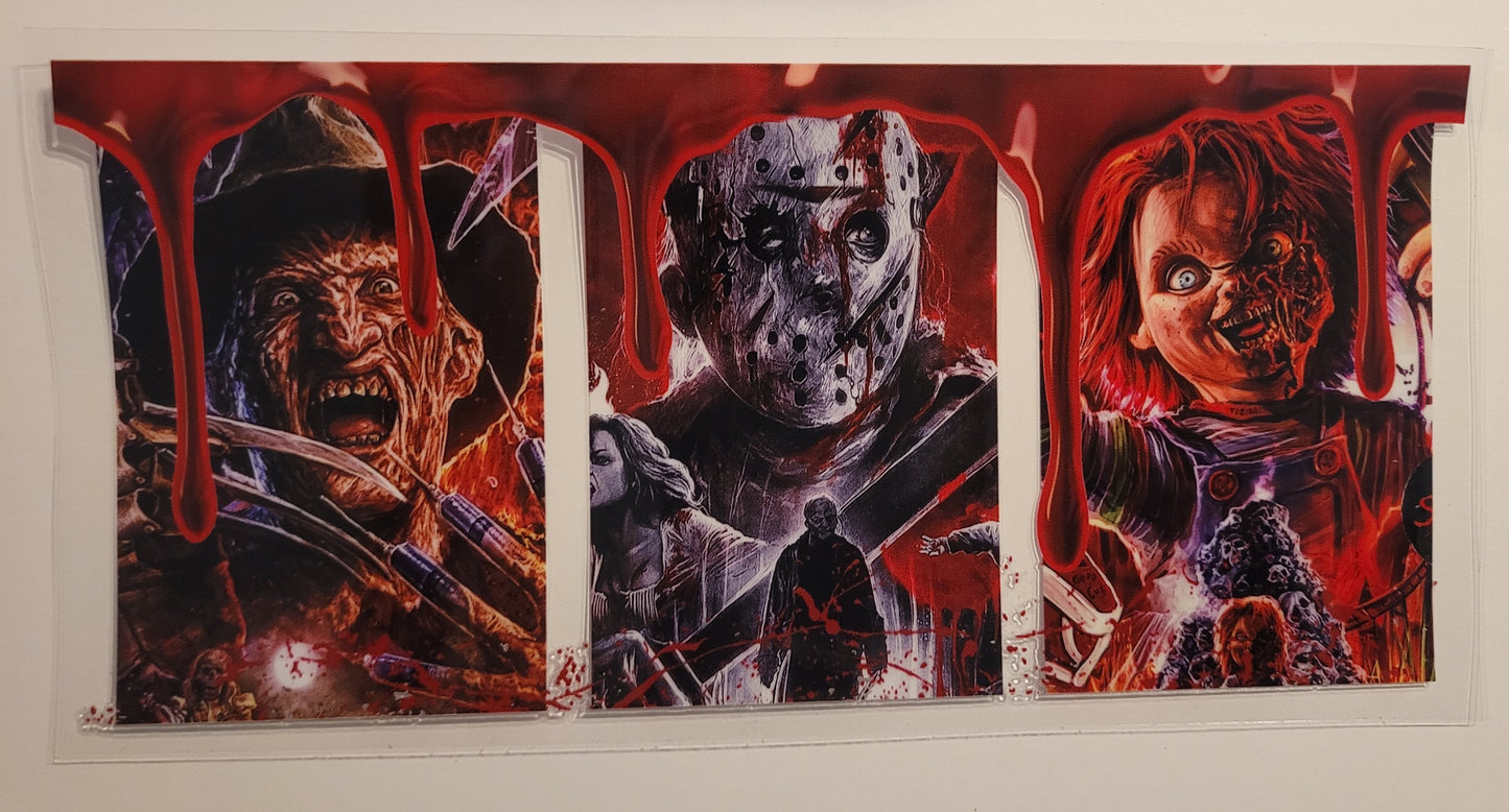 Blood drip with 3 villains cup wrap decal