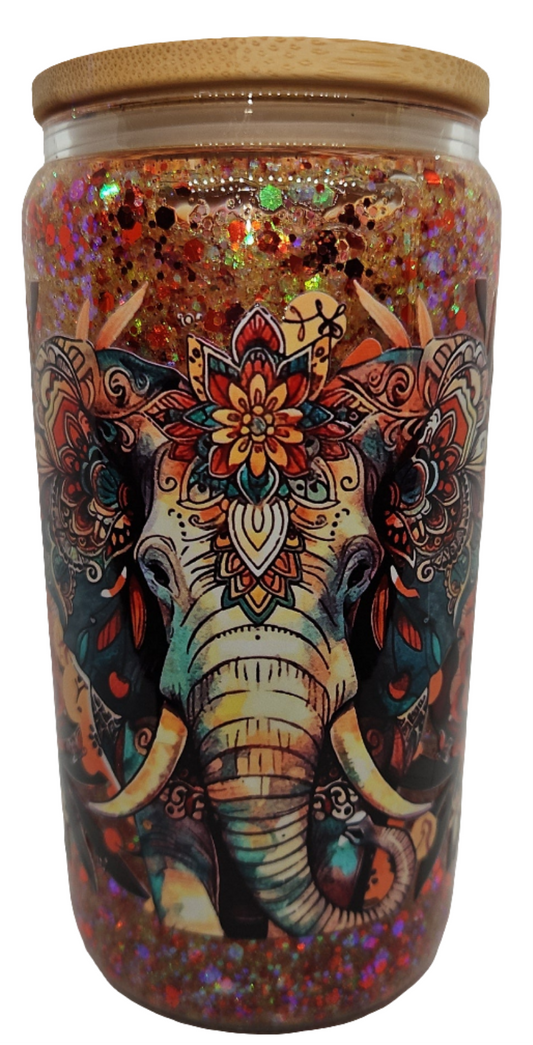 16 oz red glitter mix suspended snowglobe cup