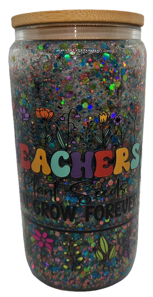 16 oz mixed color glitter suspended snowglobe cup