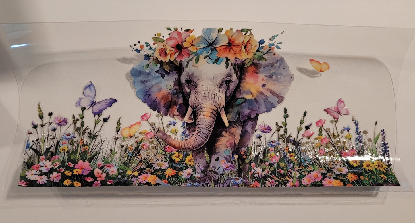Baby elephant with  flowers cup wrap decal