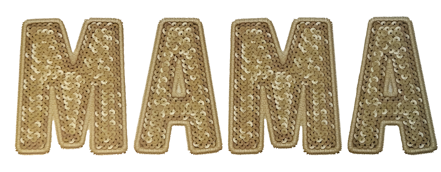 Gold sequin MAMA shirt transfer