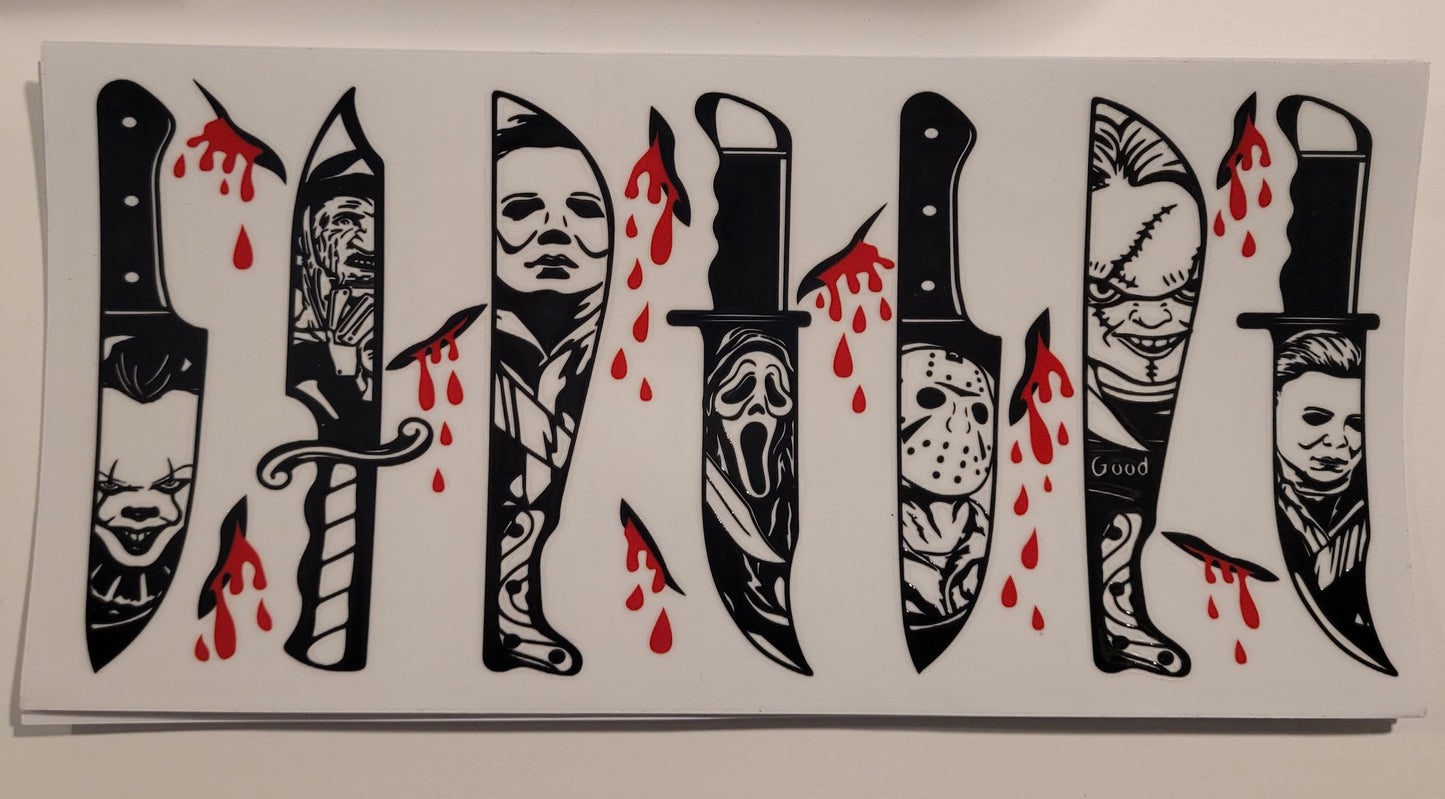 Halloween bloody knife cup wrap decal