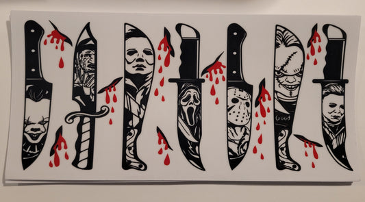 Halloween bloody knife cup wrap decal