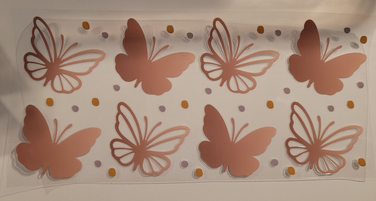 Tan butterflies cup wrap decal