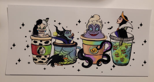 Halloween Disney villainesses cup wrap decal