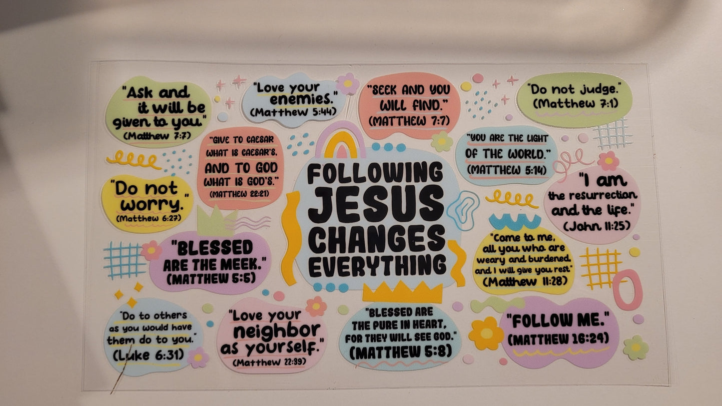 Following Jesus changes everything cup wrap decal