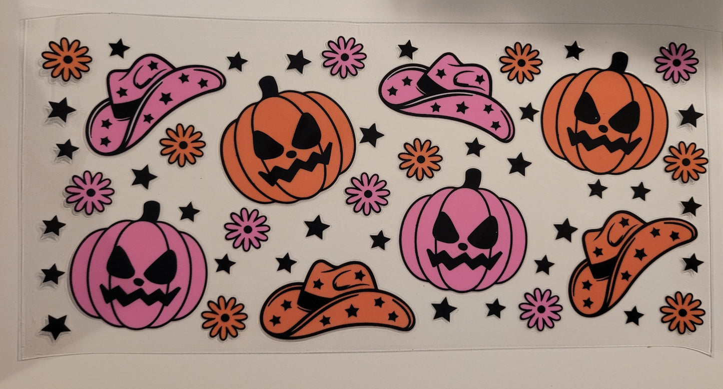 Kids Pumpkin and Cowboy hats cup wrap decal