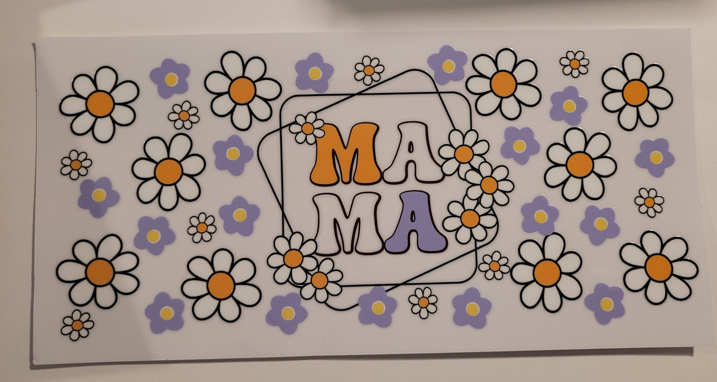 Mama with daisy flowers cup wrap decal