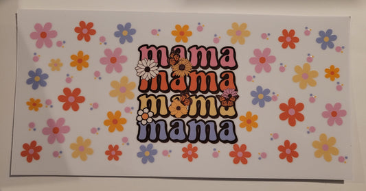 Mama with colorful flowers cup wrap decal