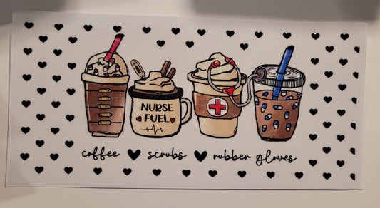 Nurse fuel coffee cup wrap decal