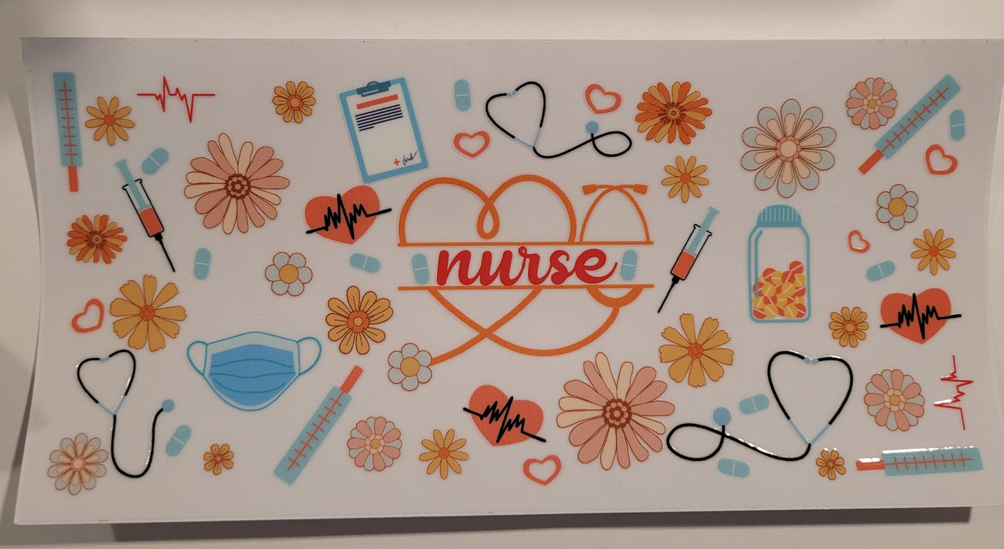 Nurse with heart cup wrap decal
