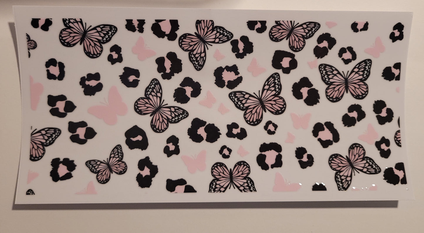 Black and pink butterflies cup wrap decal