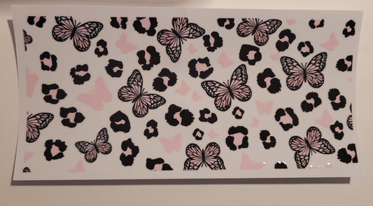 Black and pink butterflies cup wrap decal