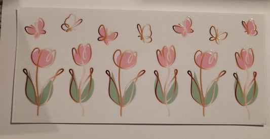 Pink tulips cup wrap decal
