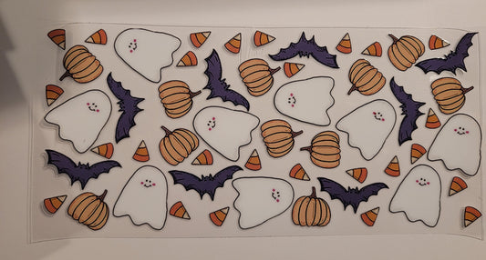 Kids pumpkins and bats cup wrap decal