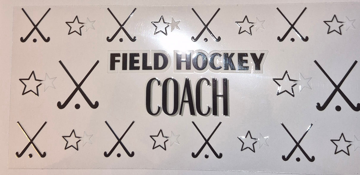 Field Hockey Coach w/ Hockey sticks and stars cup wrap