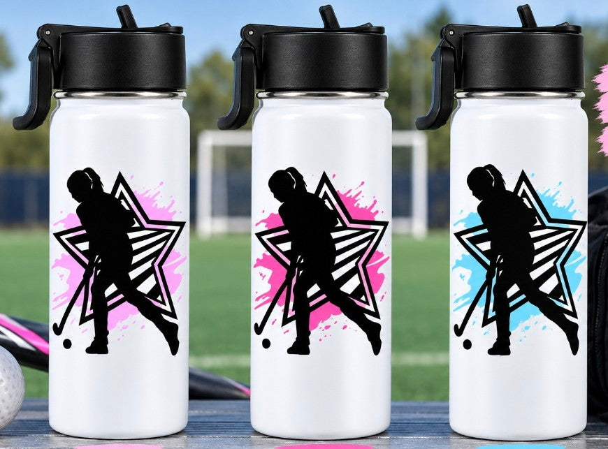 Black Field Hockey Silhouettes cup wrap decal