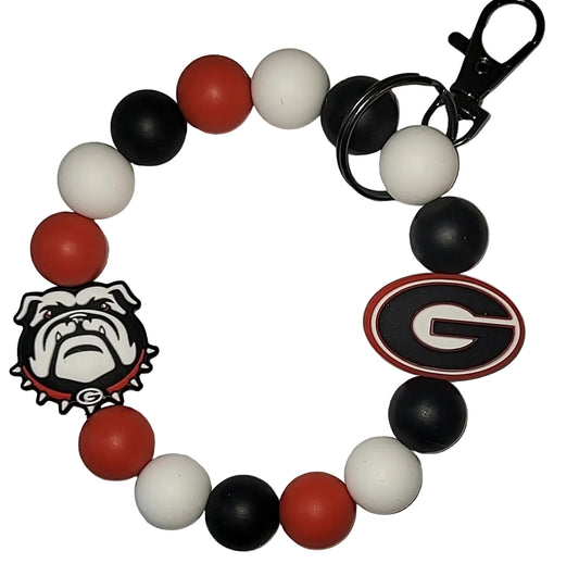 Pre-made College Football wristlet keychains