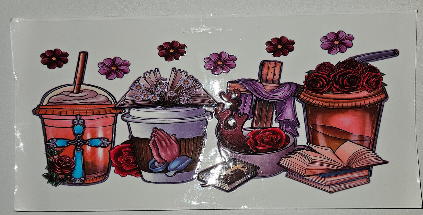 Praying hands coffee cup wrap decal