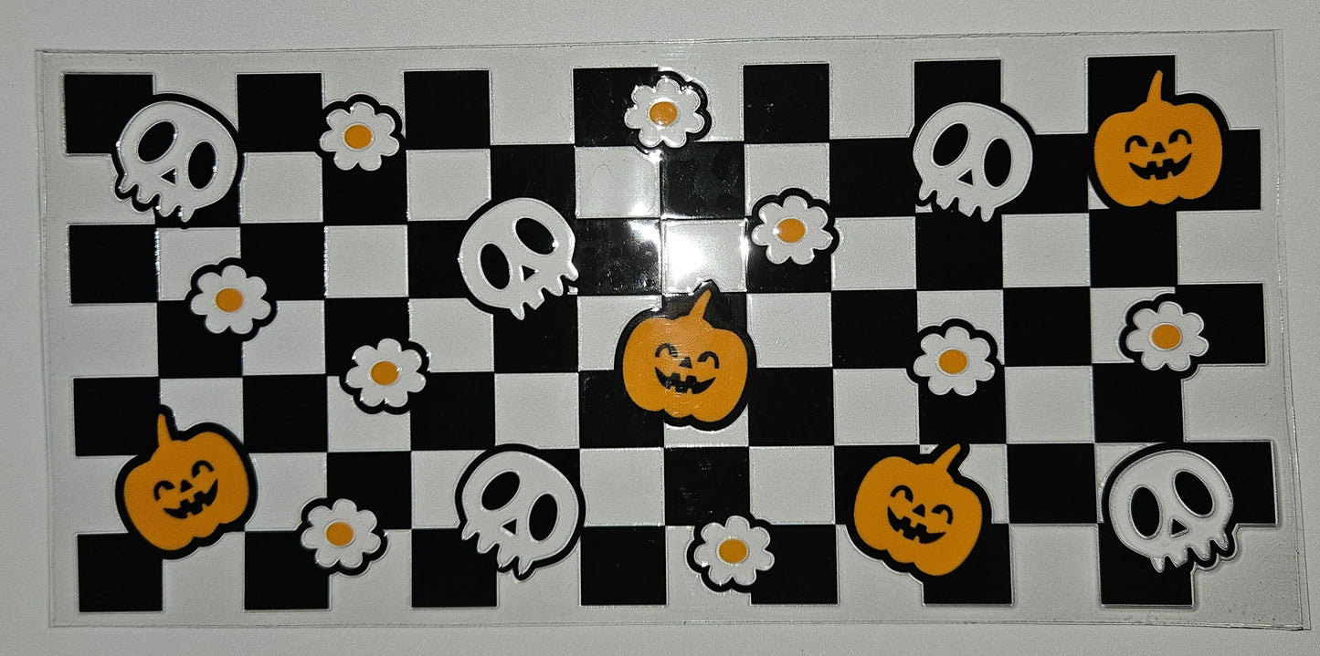 Ghost and flowers cup wrap decal