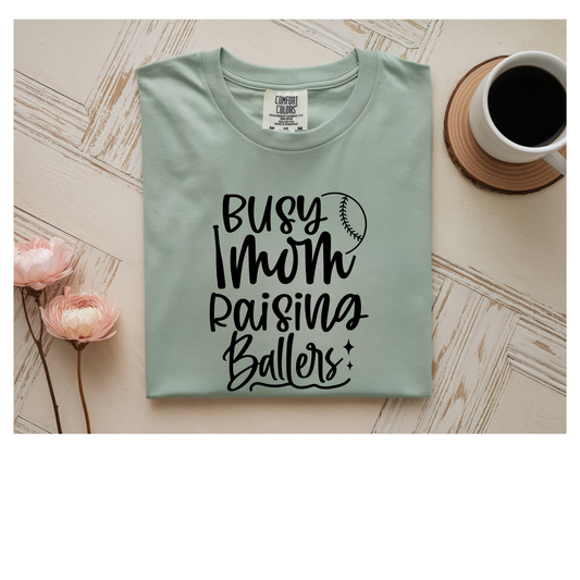 Busy Mom raising ballers shirt transfer